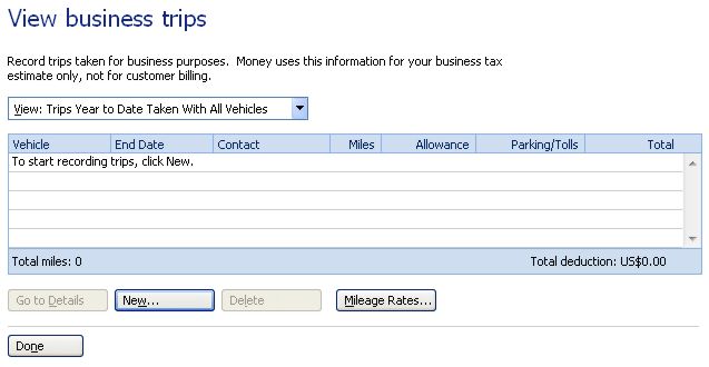 Microsoft Home and Business mileage tracking