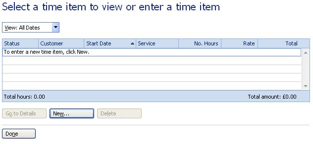 Microsoft Money Home and Business time item